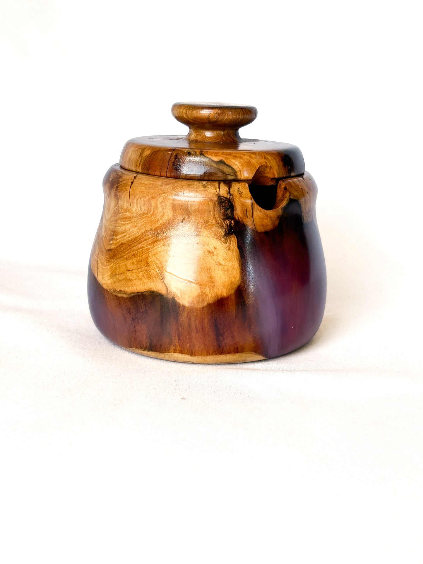 Pink Resin/Wood Honey Pot Set